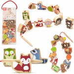 Medinės veriamos kaladėlės 12 vnt. | Miško žvėreliai | Classic World CW3634